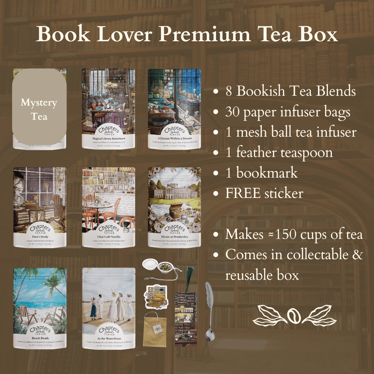 Book Lover Premium Tea Box (1oz Teas)
